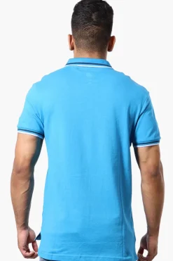 Canada Weather Gear Stripe Detail Short Sleeve Polo Shirt - Blue