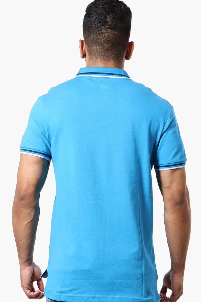 Canada Weather Gear Stripe Detail Short Sleeve Polo Shirt - Blue