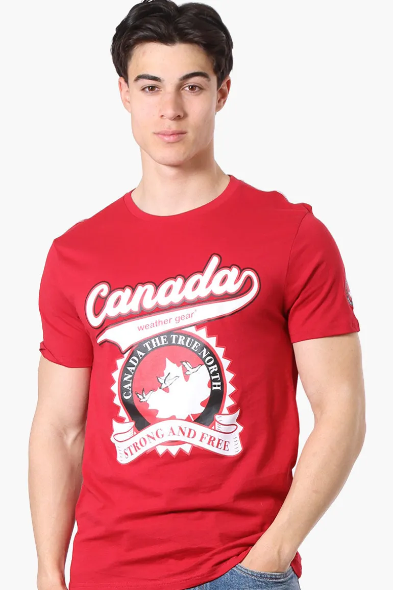 Canada Weather Gear Strong And Free Print Tee - Red