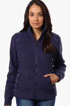Canada Weather Gear Sweater Knit Zip Up Lightweight Jacket - Navy