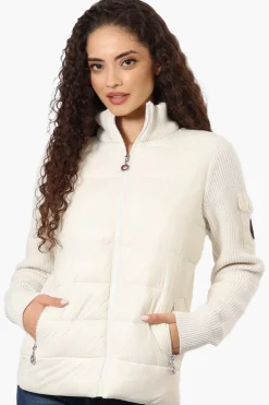 Canada Weather Gear Sweater Knit Polyfill Lightweight Jacket - White