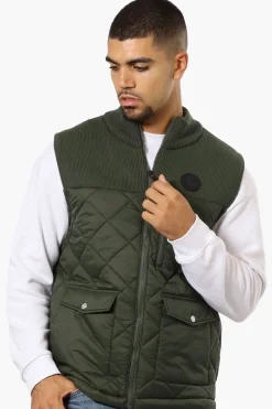 Canada Weather Gear Sweater Knit Polyfill Puffer Vest - Olive