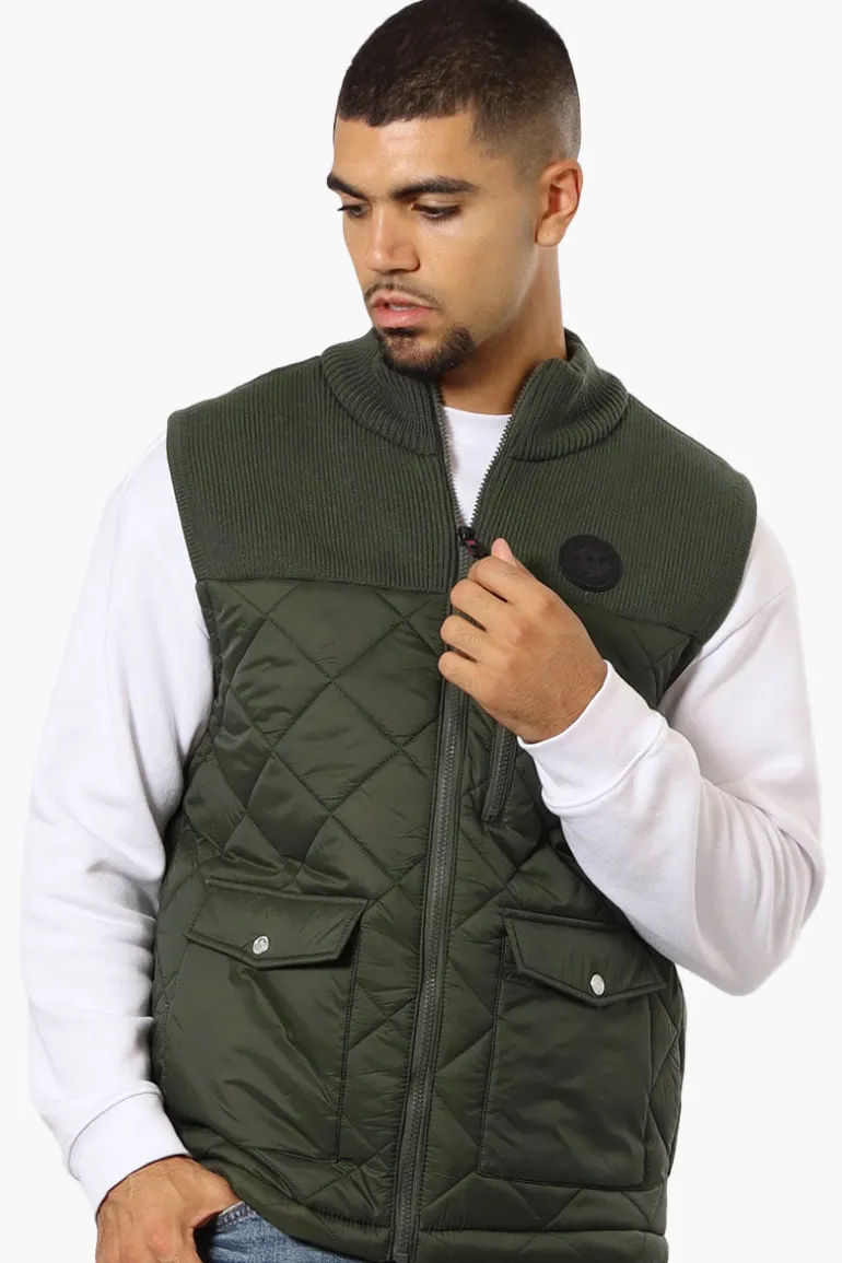 Canada Weather Gear Sweater Knit Polyfill Puffer Vest - Olive