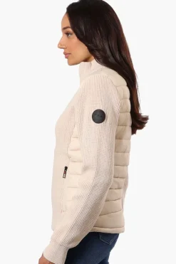 Canada Weather Gear Sweater Knit Zip Up Lightweight Jacket - Beige