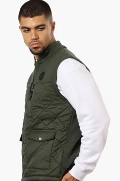 Canada Weather Gear Sweater Knit Polyfill Puffer Vest - Olive