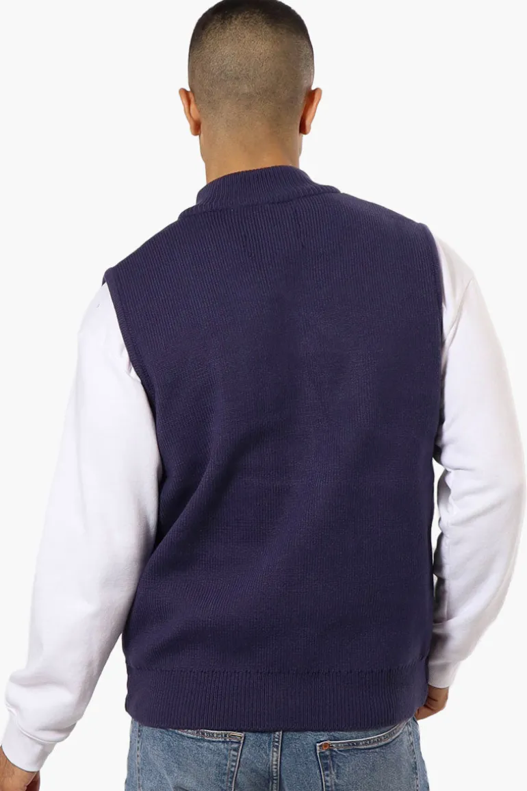 Canada Weather Gear Sweater Knit Polyfill Puffer Vest - Navy