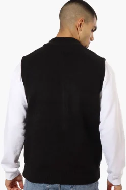 Canada Weather Gear Sweater Knit Polyfill Puffer Vest - Black