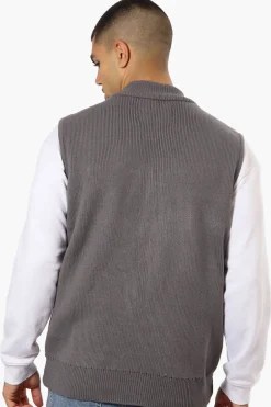 Canada Weather Gear Sweater Knit Polyfill Puffer Vest - Grey