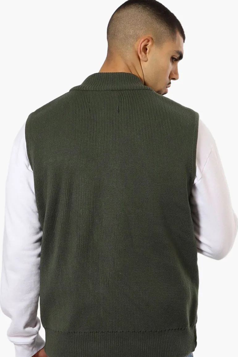 Canada Weather Gear Sweater Knit Polyfill Puffer Vest - Olive