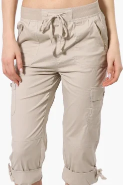 Canada Weather Gear Tie Waist Cargo Capris - Beige