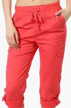 Canada Weather Gear Tie Waist Cargo Capris - Coral