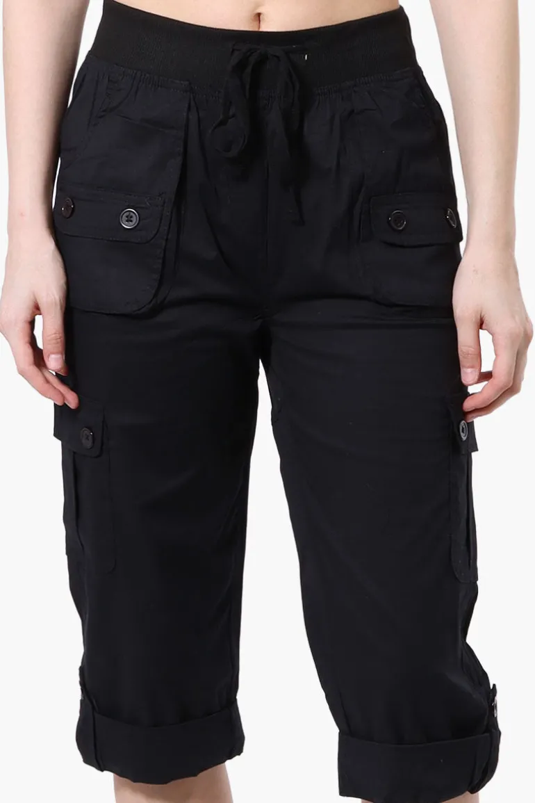Canada Weather Gear Tie Waist Cargo Capris - Black