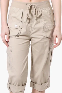 Canada Weather Gear Tie Waist Cargo Capris - Beige