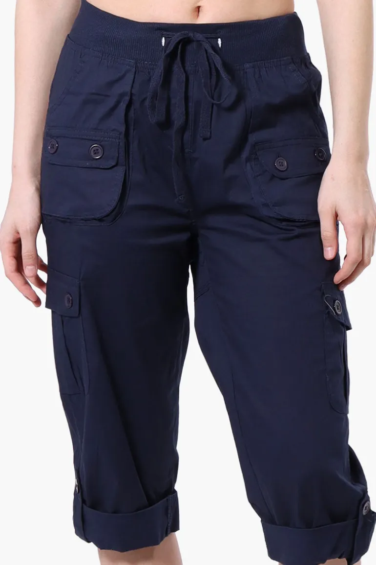 Canada Weather Gear Tie Waist Cargo Capris - Navy