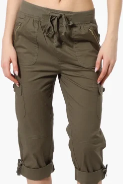 Canada Weather Gear Tie Waist Cargo Capris - Olive