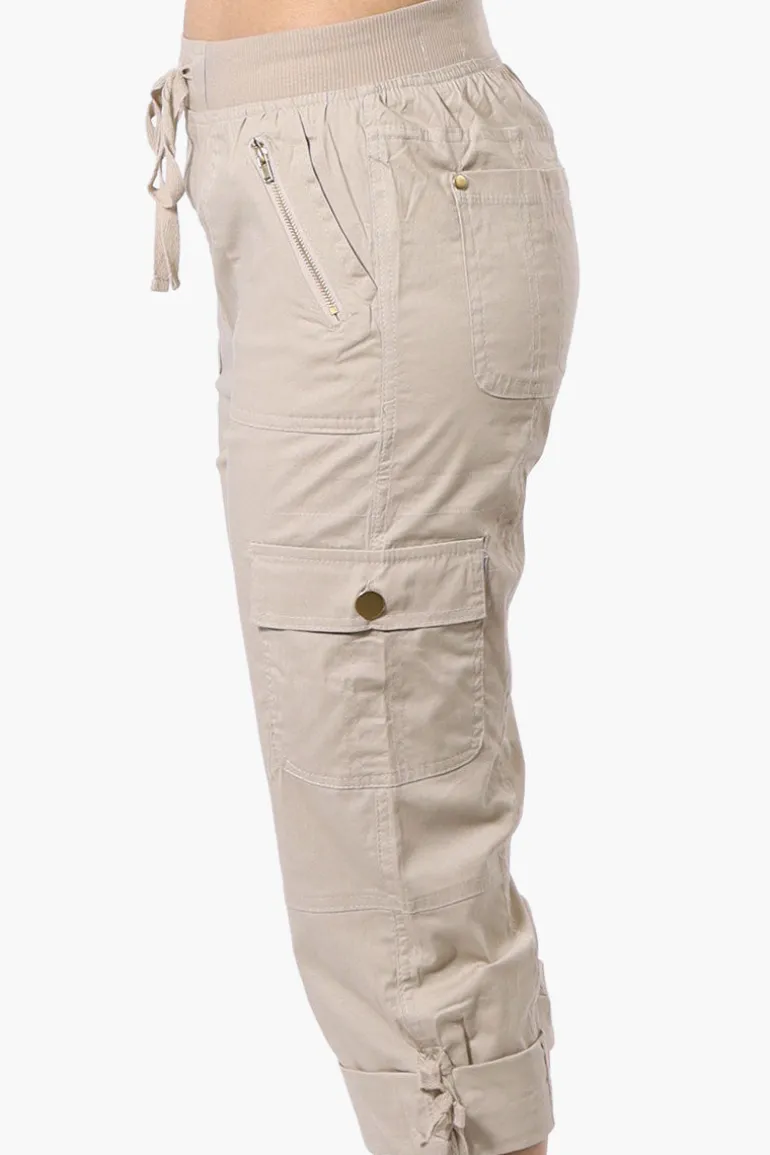 Canada Weather Gear Tie Waist Cargo Capris - Beige