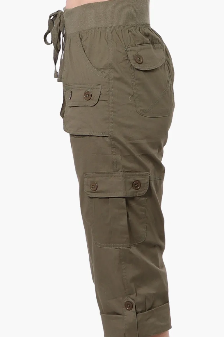 Canada Weather Gear Tie Waist Cargo Capris - Olive