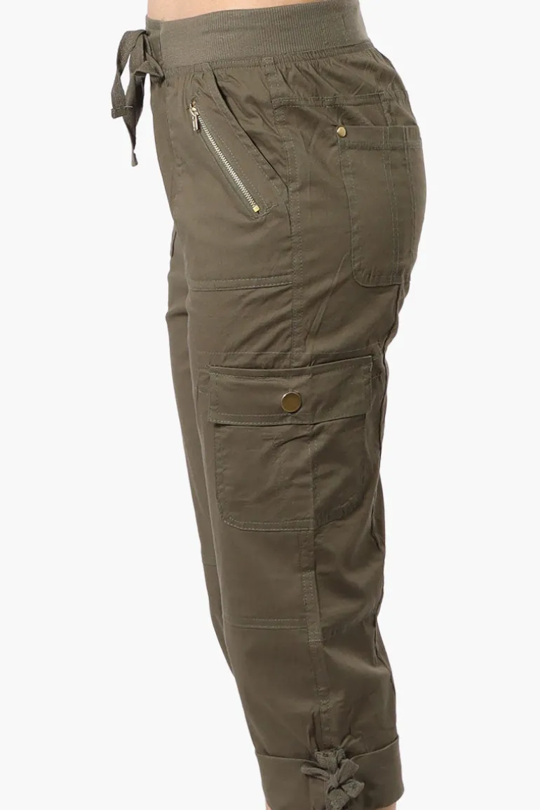 Canada Weather Gear Tie Waist Cargo Capris - Olive