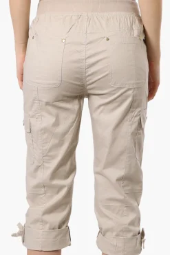 Canada Weather Gear Tie Waist Cargo Capris - Beige