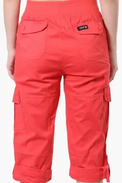 Canada Weather Gear Tie Waist Cargo Capris - Coral