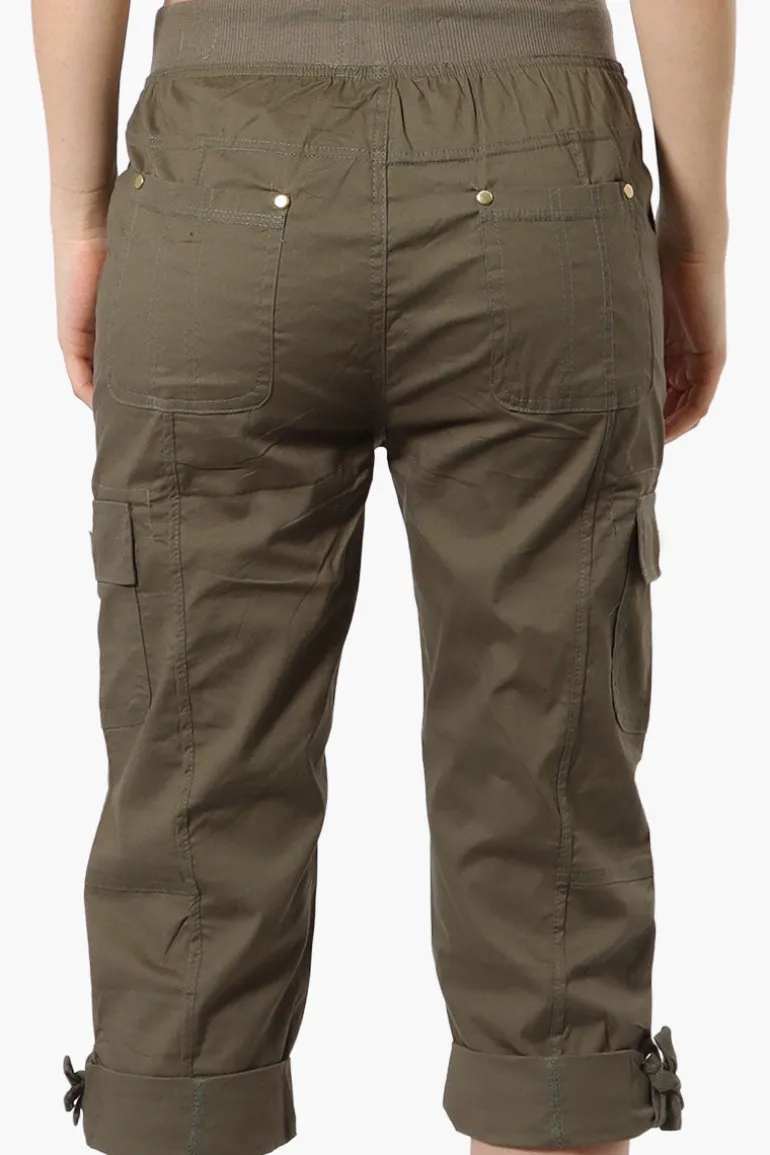 Canada Weather Gear Tie Waist Cargo Capris - Olive