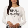 Canada Weather Gear Up All Night Print Drawstring Pajama Top - White
