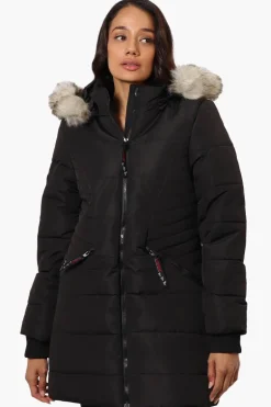 Canada Weather Gear Vegan Fur Hood Puffer Parka Jacket - Black