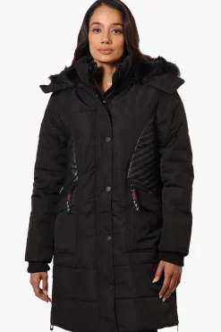 Canada Weather Gear Vegan Leather Insert Parka Jacket - Black