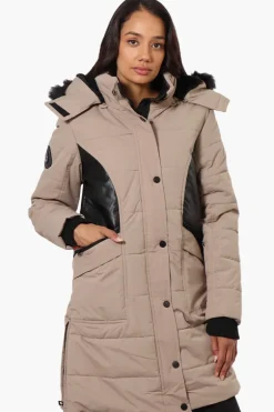 Canada Weather Gear Vegan Leather Insert Parka Jacket - Beige