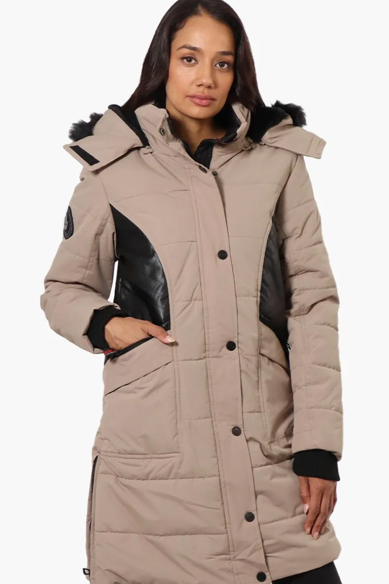 Canada Weather Gear Vegan Leather Insert Parka Jacket - Beige