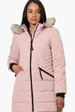 Canada Weather Gear Vegan Fur Hood Puffer Parka Jacket - Pink