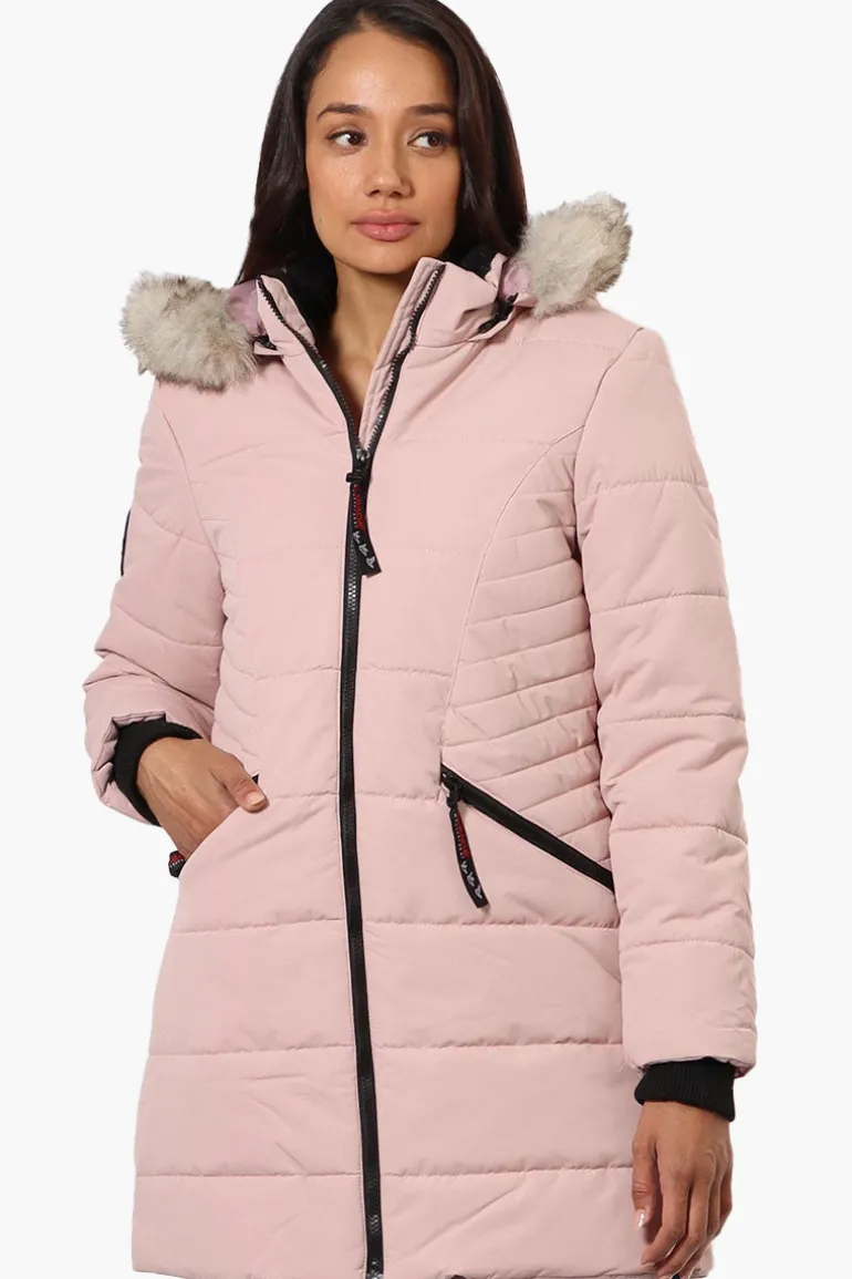 Canada Weather Gear Vegan Fur Hood Puffer Parka Jacket - Pink