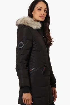 Canada Weather Gear Vegan Fur Hood Puffer Parka Jacket - Black