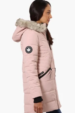 Canada Weather Gear Vegan Fur Hood Puffer Parka Jacket - Pink