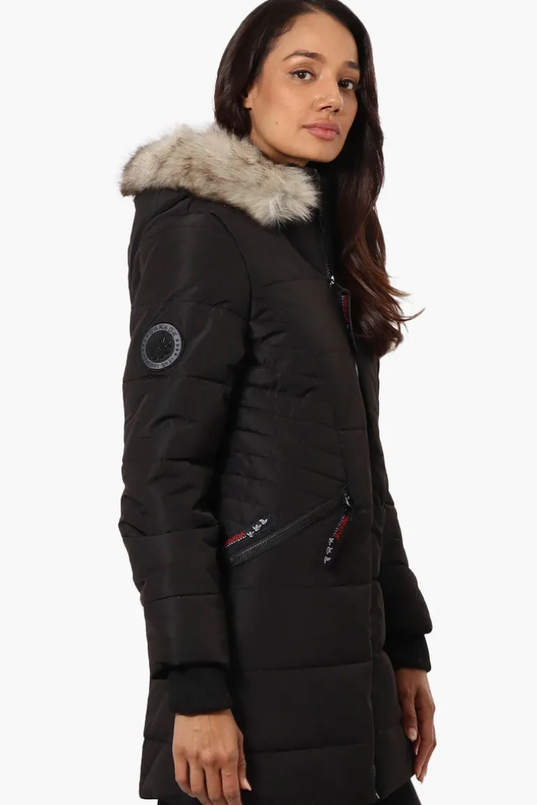 Canada Weather Gear Vegan Fur Hood Puffer Parka Jacket - Black