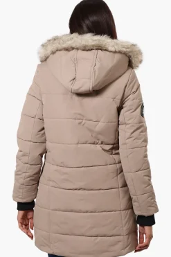Canada Weather Gear Vegan Fur Hood Puffer Parka Jacket - Beige