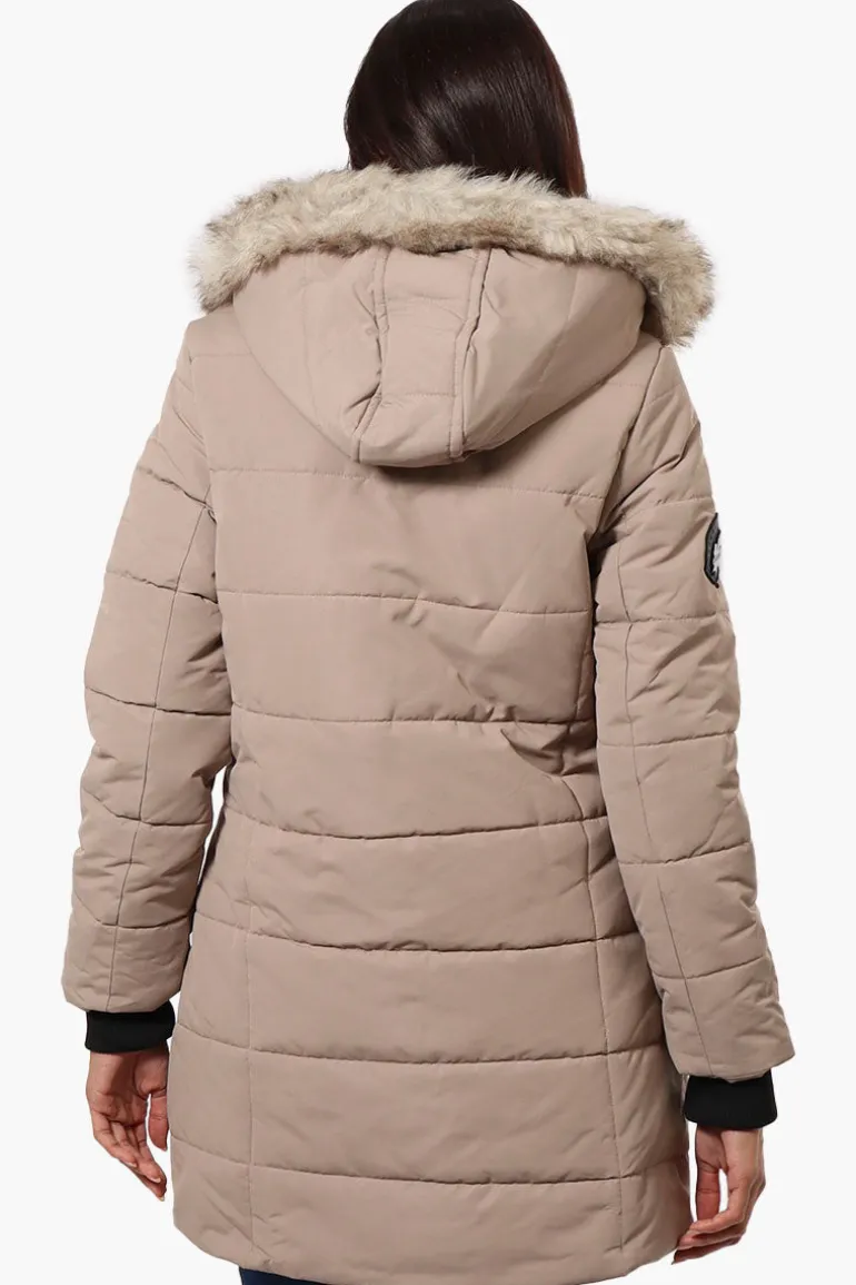 Canada Weather Gear Vegan Fur Hood Puffer Parka Jacket - Beige