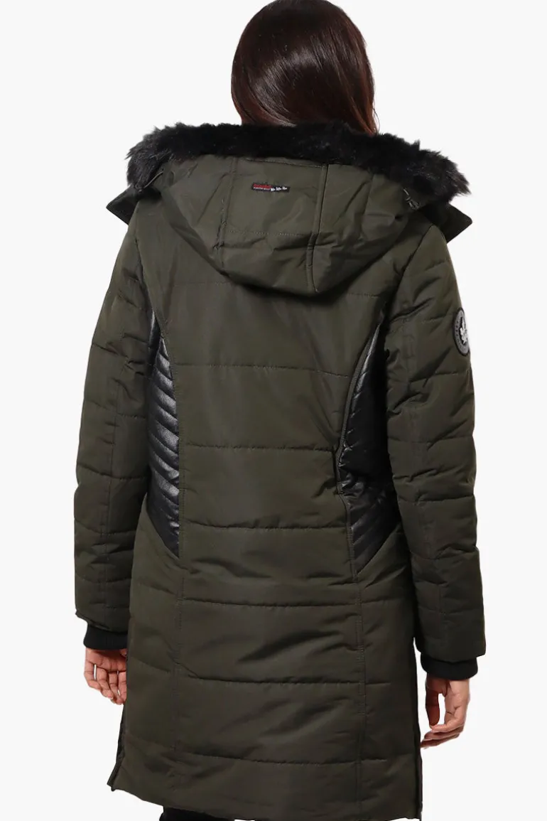 Canada Weather Gear Vegan Leather Insert Parka Jacket - Olive