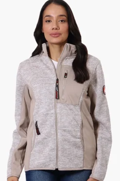 Canada Weather Gear Zip Up Chest Pocket Fleece Lightweight Jacket - Beige