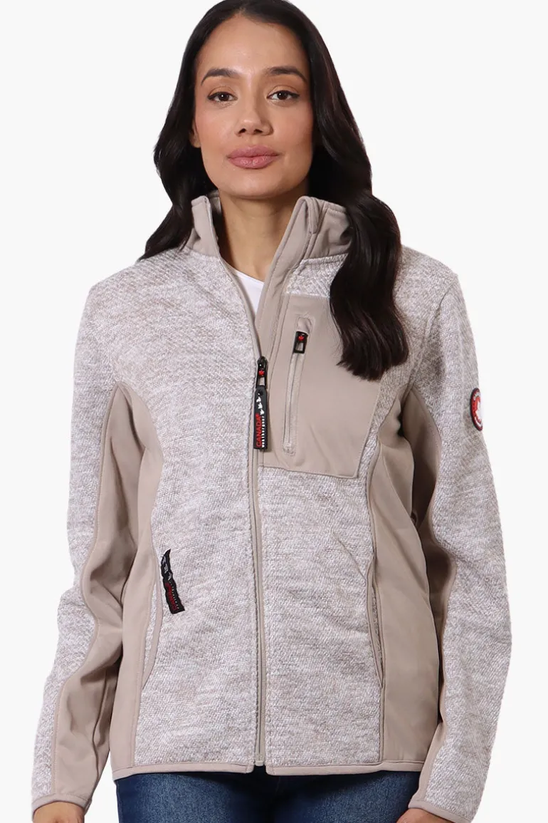 Canada Weather Gear Zip Up Chest Pocket Fleece Lightweight Jacket - Beige