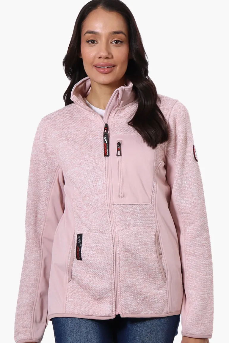 Canada Weather Gear Zip Up Chest Pocket Fleece Lightweight Jacket - Pink