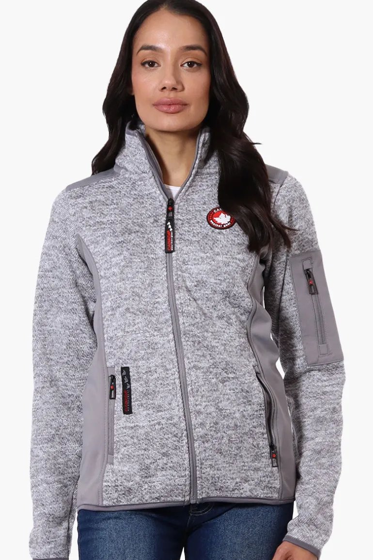 Canada Weather Gear Zip Up Sleeve Pocket Fleece Lightweight Jacket - Grey