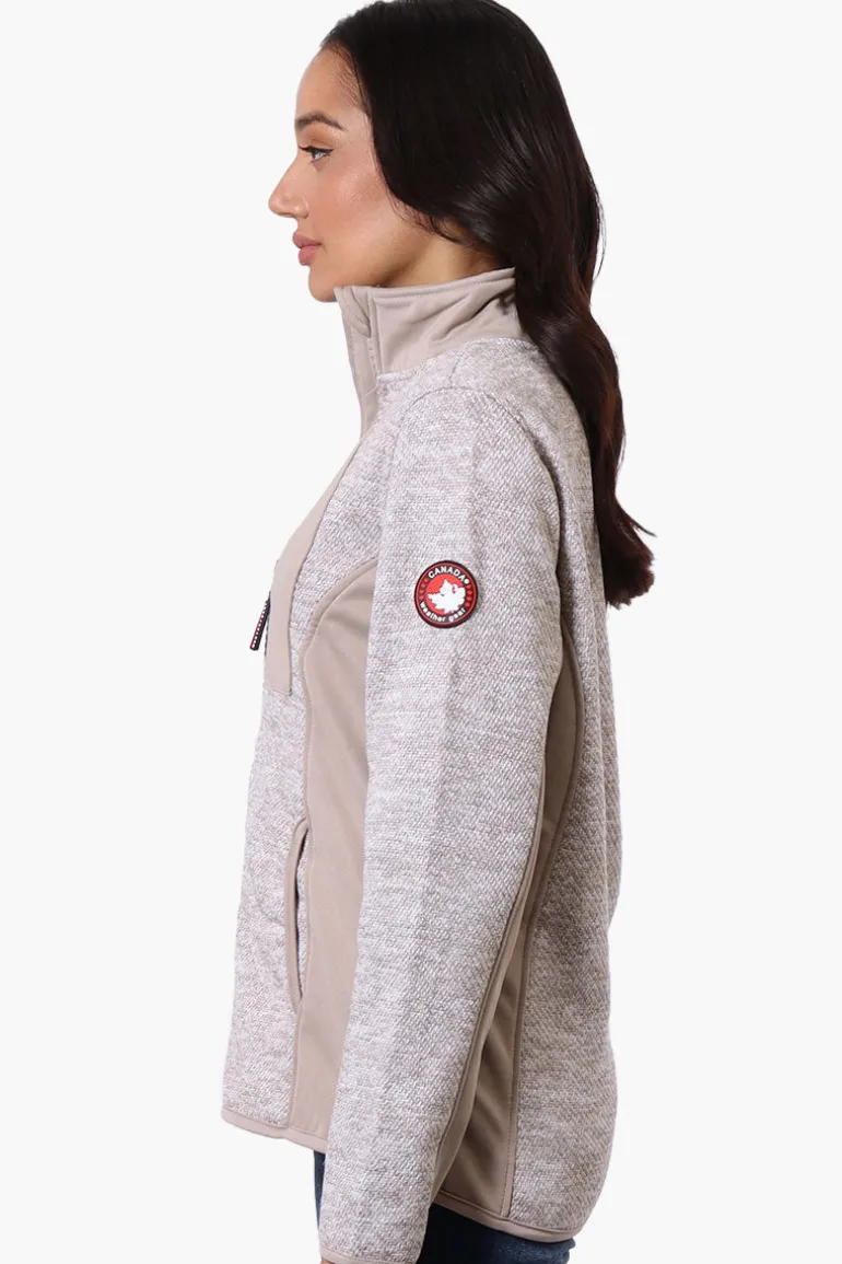 Canada Weather Gear Zip Up Chest Pocket Fleece Lightweight Jacket - Beige