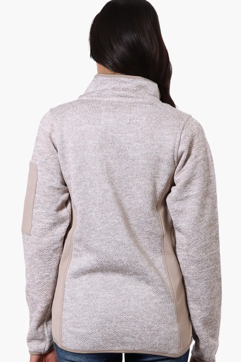 Canada Weather Gear Zip Up Sleeve Pocket Fleece Lightweight Jacket - Beige