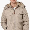 Canada Work Gear 4 Pocket Sherpa Lined Hood Bomber Jacket - Beige