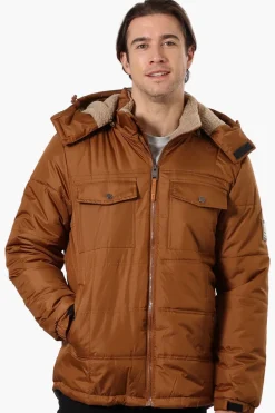 Canada Work Gear 4 Pocket Sherpa Lined Hood Bomber Jacket - Brown