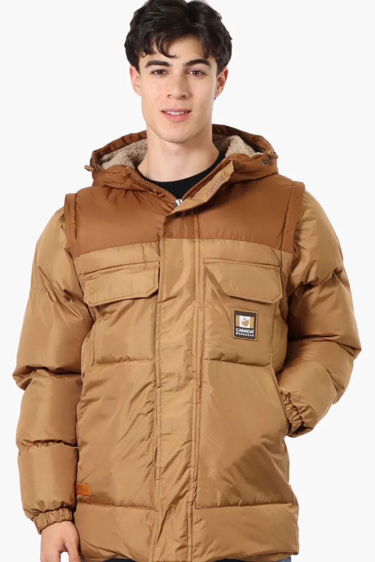 Canada Work Gear Zip Off Sleeve Parka Jacket - Brown