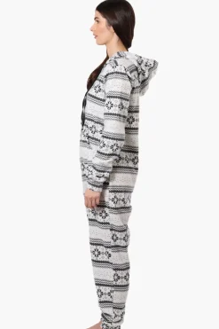 Cuddly Canuckies Hooded Festive Pattern Onesie - White