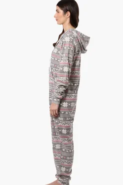 Cuddly Canuckies Hooded Festive Pattern Onesie - Grey