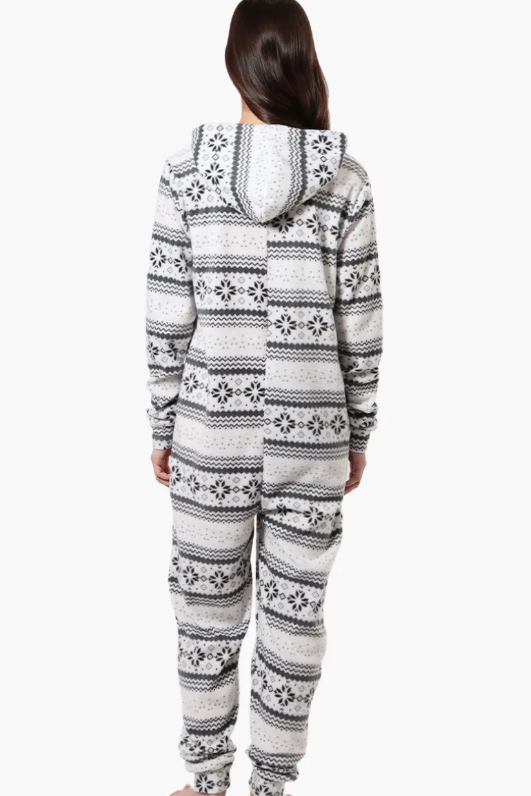 Cuddly Canuckies Hooded Festive Pattern Onesie - White